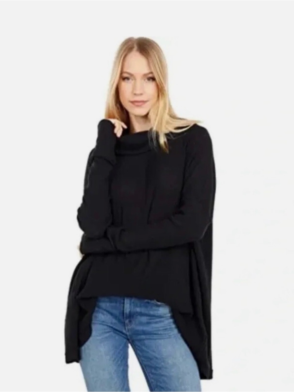 Free People | Juicy Black Cowl Neck Sweater - Picture 3 of 9
